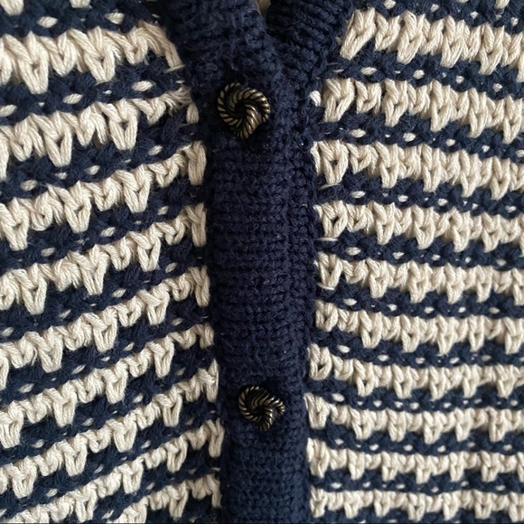 Tommy Hilfiger Womens Navy Blue Preppy Coastal Crochet Knit Cardigan Size Medium - Picture 6 of 8